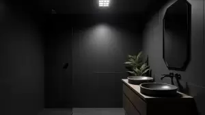 Czarny sufit w łazience